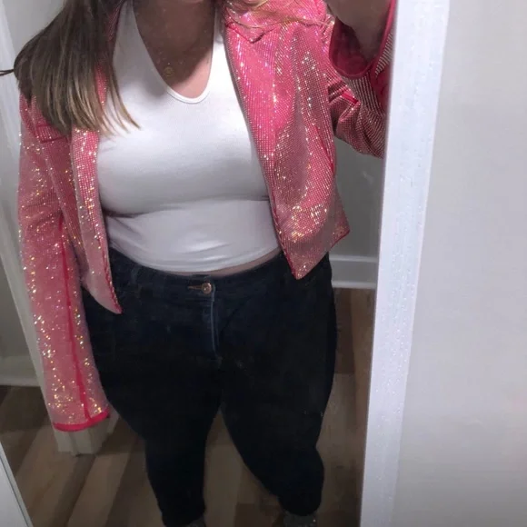 AKIRA Fuchsia Sequin Blazer - Picture 2 of 7